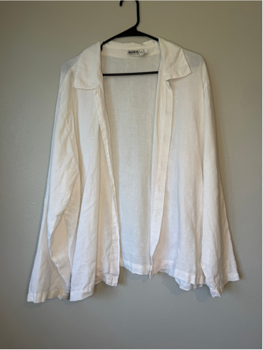 Vintage Kiko Woman 1X 100% Linen White Lagenlook Jacket